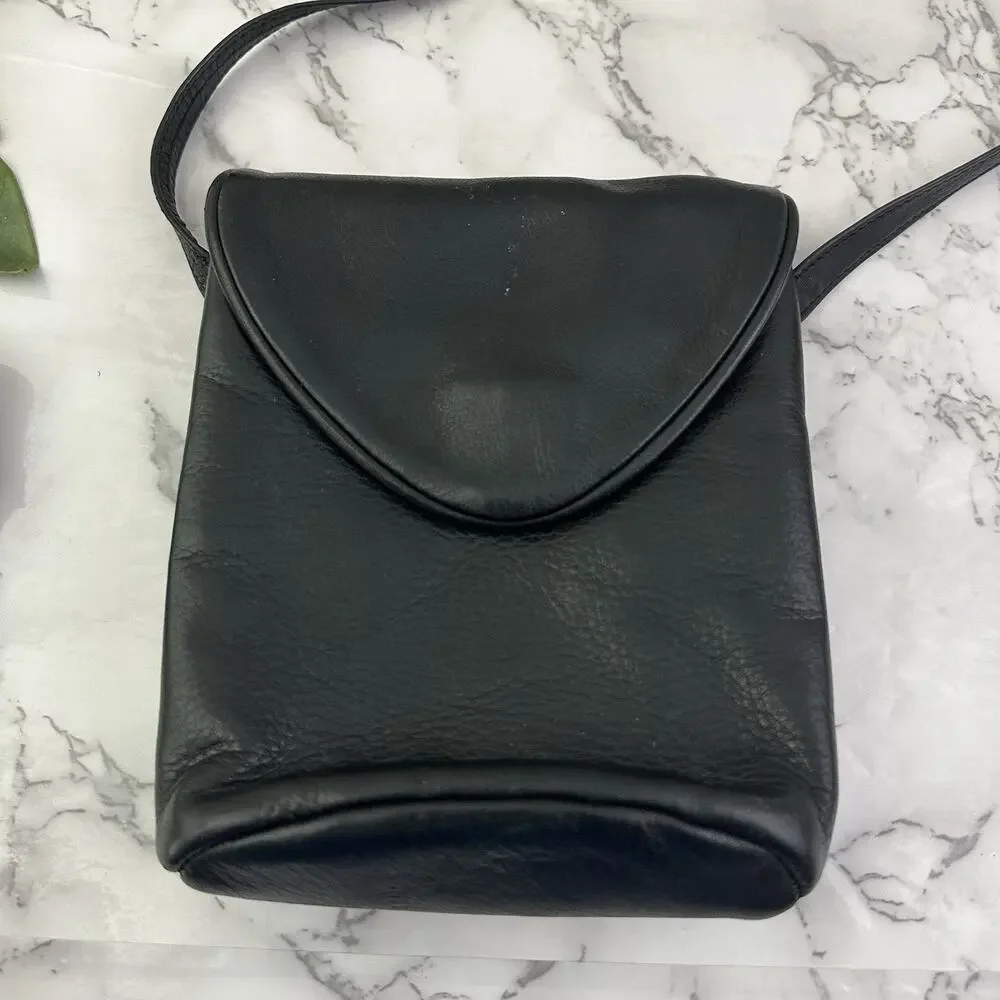 Mowen Designs Vintage 90s Leather Mini Purse Bag Black Cross Body Soft